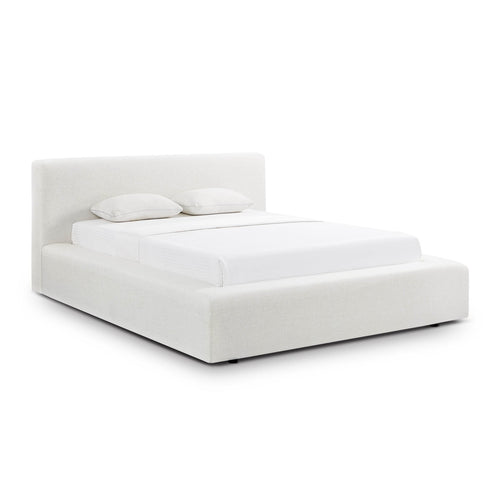 Meena Upcycled Linen Storage King Bed in Cream