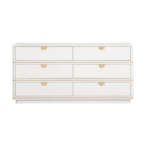 Julieta 62" Acacia Wood 6-Drawer Dresser in Cream