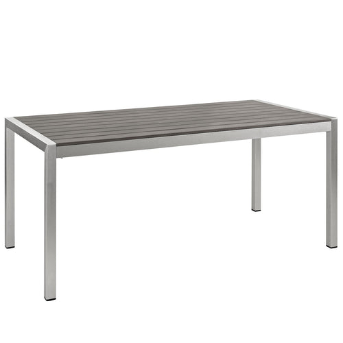 Shore Outdoor Aluminum Dining Table in Silver Gray