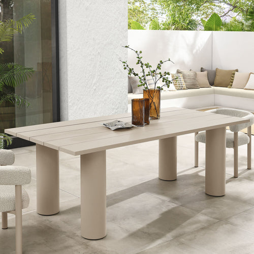 Nautica Outdoor 87" Rectangular Aluminum Dining Table in Taupe