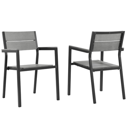 Maine Outdoor Dining Armchair Set of 2 in Brown Gray
