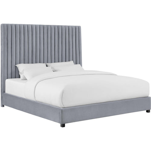 Arabelle Velvet King Bed in Grey