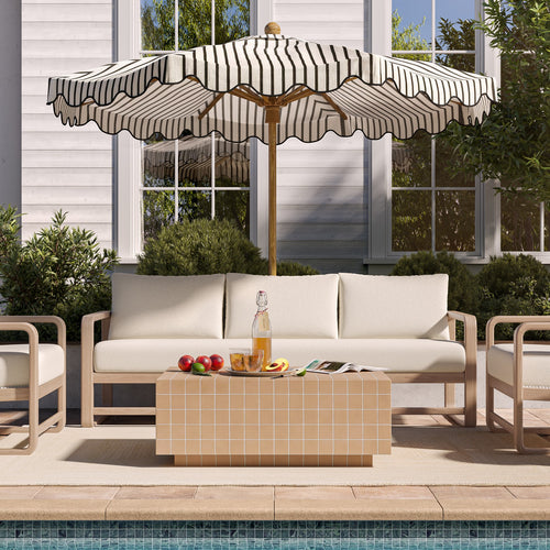 Palata 84" Outdoor Eucalyptus Sofa in Cream