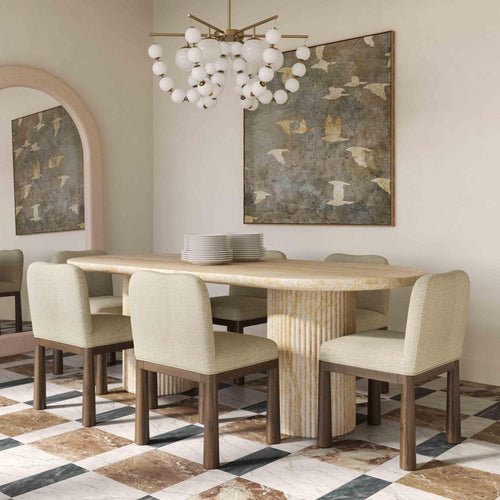 Brut Concrete 86" Oval Dining Table in Travertine