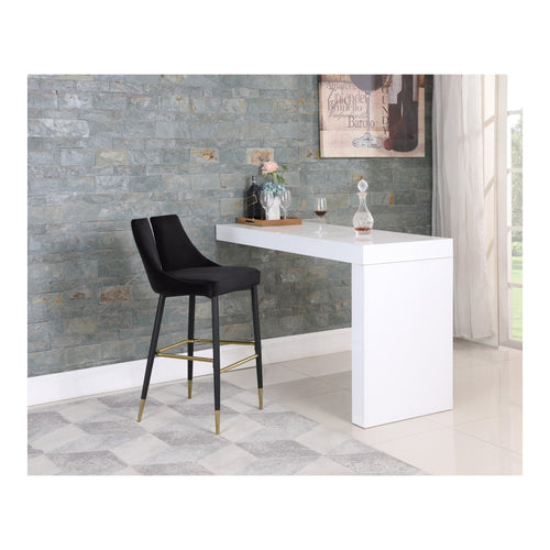 Sleek Velvet Upholstered Bar Stool in Black