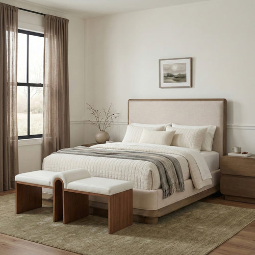 Adagio Fabric Upholstered King Bed (3 Boxes) in Brown