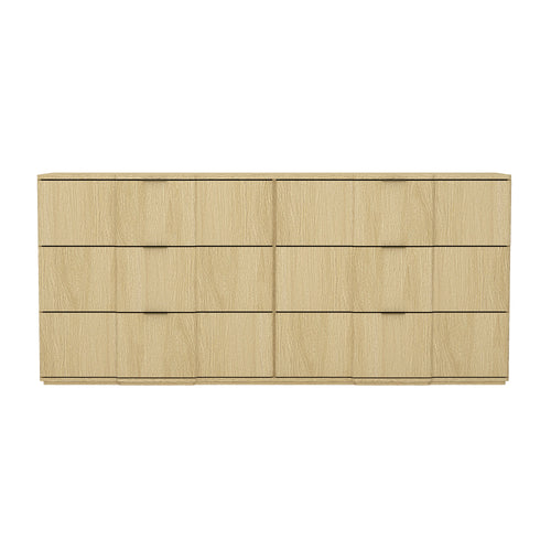 Clive 72" Dresser (6-Drawer) in Natural Oak and Gold