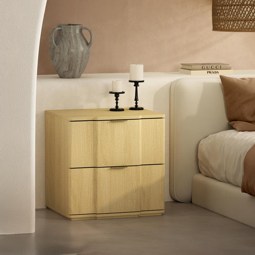Clive 22" Nightstand (2-Drawer) in Natural and Gold