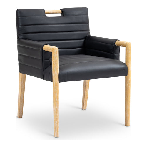 Aimee Vegan Leather Upholstered Dining Arm Chair in Black
