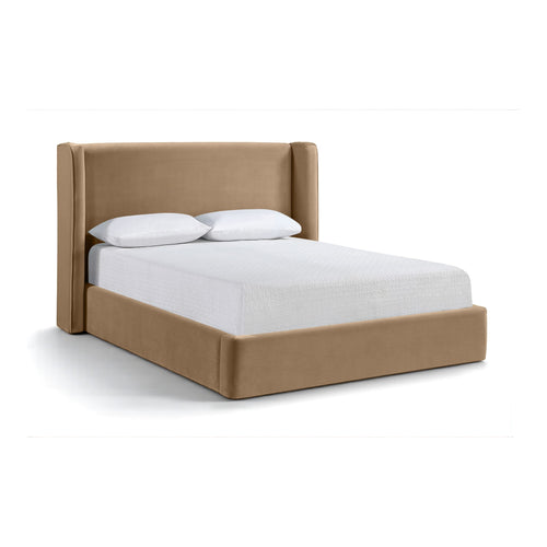 Kendall Velvet Upholstered Queen Bed in Beige
