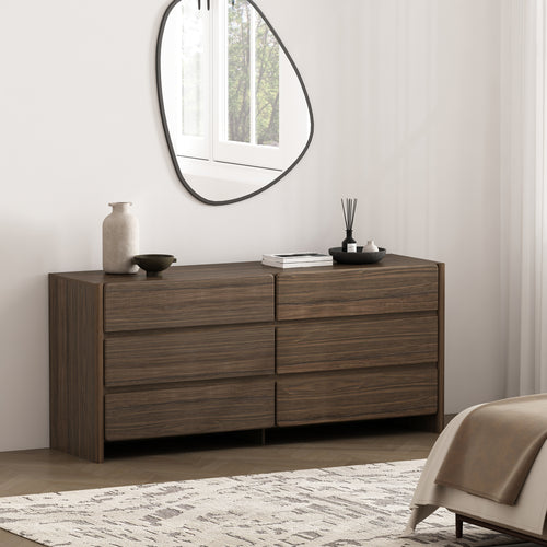 Linda 72" Dresser (6-Drawer) in Walnut Brown