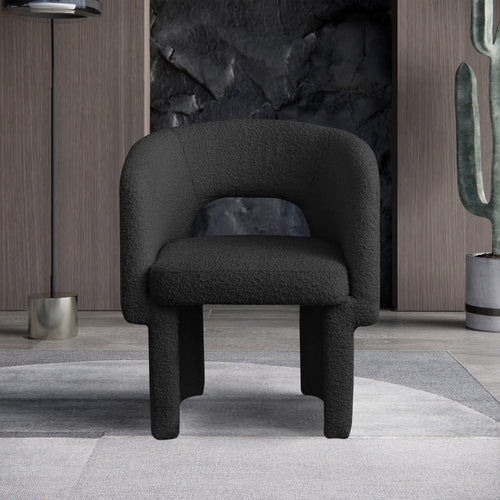 Emmet Boucle Fabric Upholstered Dining / Accent Chair in Black