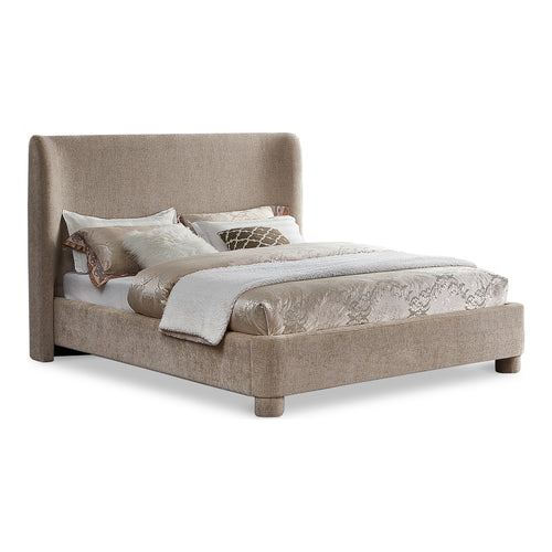 Penny Chenille Fabric Upholstered King Bed in Beige