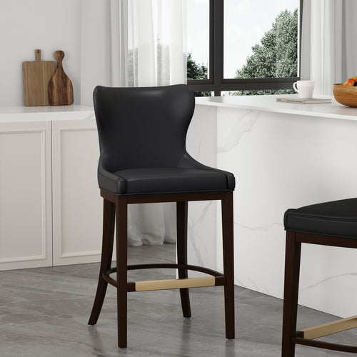 Blair Wood Upholstered Barstool in Black