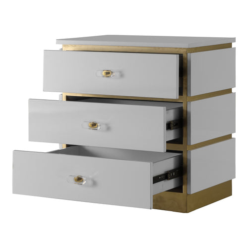 Esme Lacquer Finish And Metal Side Table in White