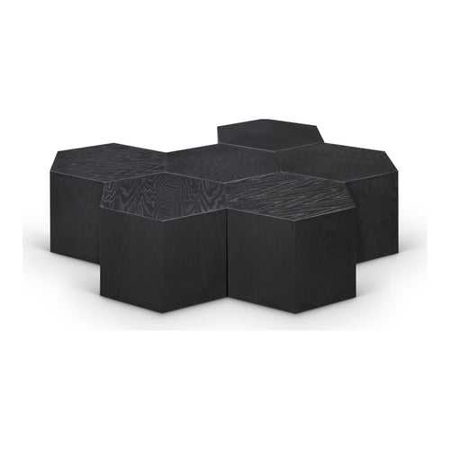 Eternal Oak Wood 7pc. Modular Coffee Table in Black