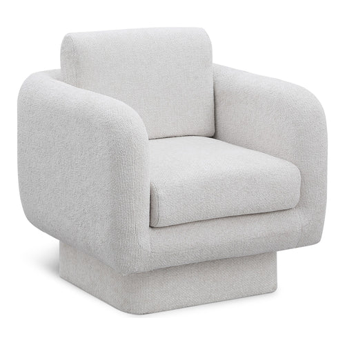 Alessandra Chenille Fabric Upholstered Swivel Accent Chair in Cream