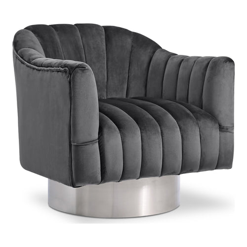 Farrah Velvet Upholstered Swivel Accent Chair in Grey