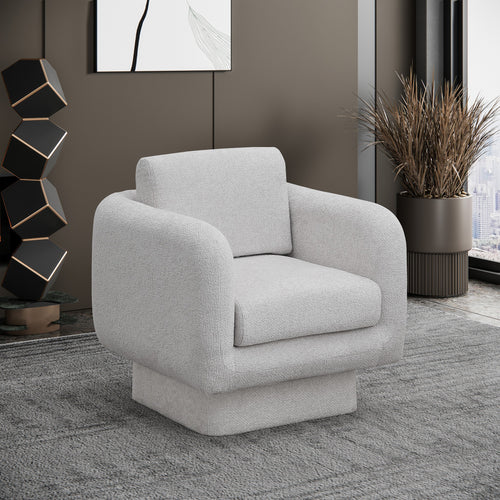 Alessandra Chenille Fabric Upholstered Swivel Accent Chair in Cream