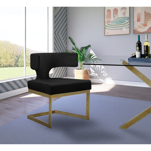 Alexandra Velvet Upholstered Dining Chair in Black