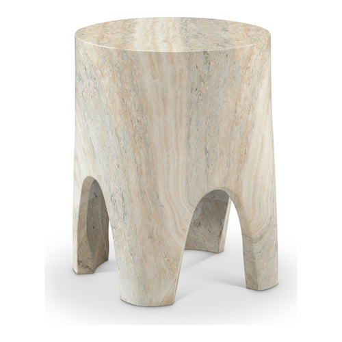 Foligno Travertine Finish Concrete Indoor / Outdoor End Table in Natural
