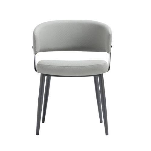 Luce Textured Vegan Leather Metal Dining Chair in Stone Gray