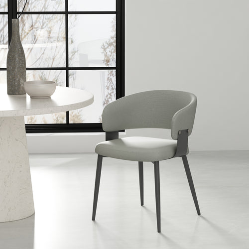 Luce Textured Vegan Leather Metal Dining Chair in Stone Gray