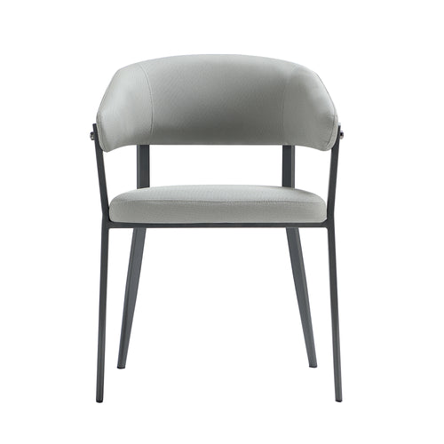 Belle Metal Upholstered Dining Chair in Stone Gray