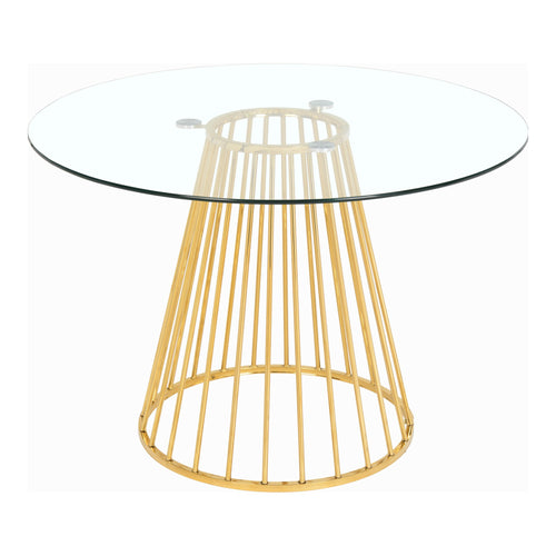 Gio 48" Glass Top And Metal Base Dining Table in Gold