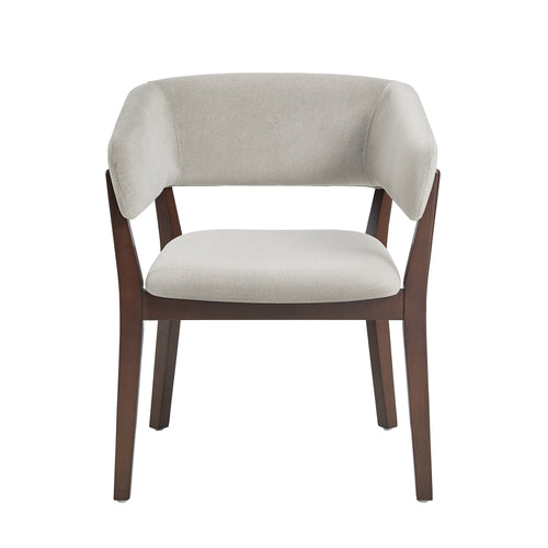 Blake Faux Mohair Wood Armchair in Greige