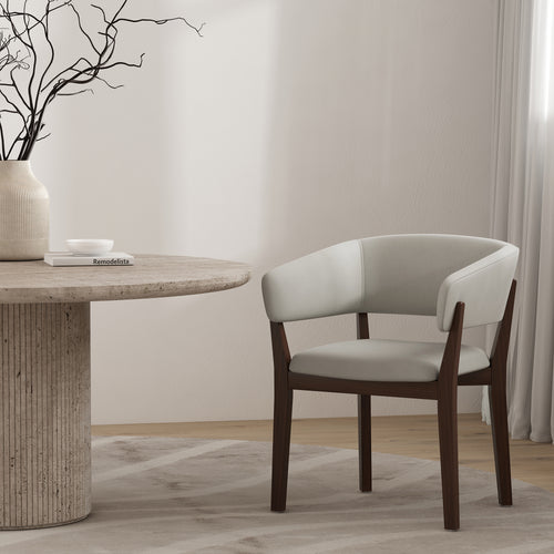 Blake Faux Mohair Wood Armchair in Greige