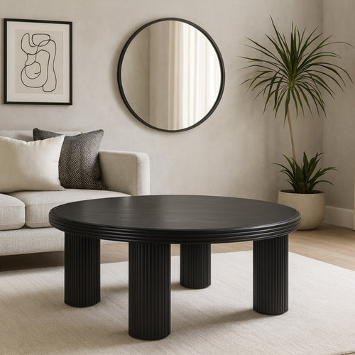 Hayden Solid Wood And Oak Veneer Coffee Table in Black