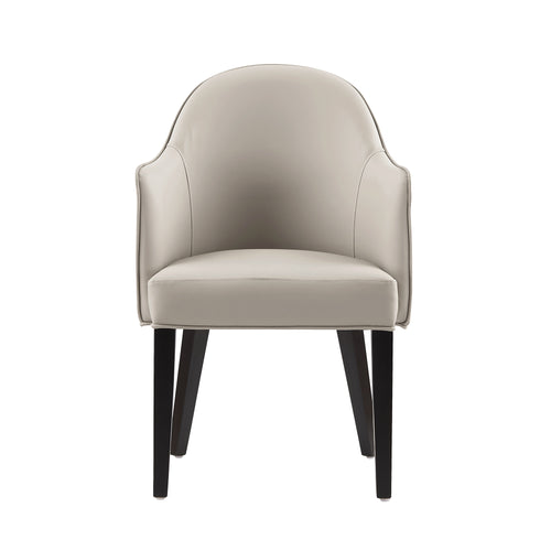 Hillman Vegan Leather and Velvet Wood Armchair in Light Gray