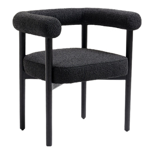 Hyatt Boucle Fabric Upholstered Dining Chair in Black
