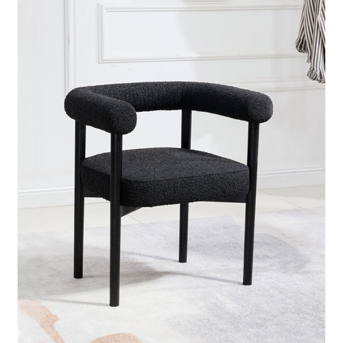 Hyatt Boucle Fabric Upholstered Dining Chair in Black