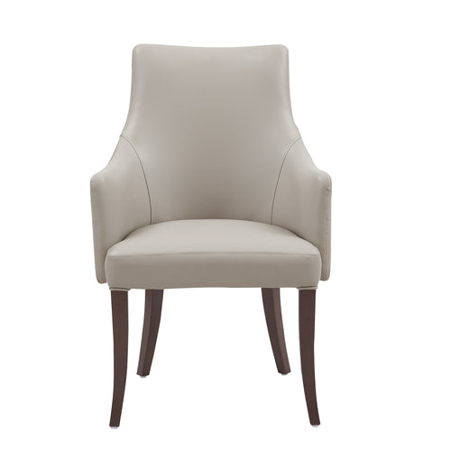 Connie Vegan Leather and Velvet Wood Armchair in Light Gray