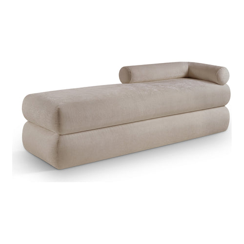 Kennedy Chenille Fabric Upholstered Bench in Beige