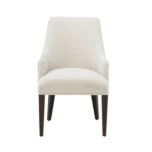 Beever Chenille Wood Armchair in Cream