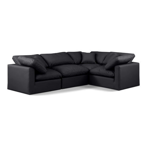 Indulge 105" Vegan Leather Upholstered 4pc. Modular Sectional in Black