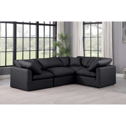 Indulge 105" Vegan Leather Upholstered 4pc. Modular Sectional in Black