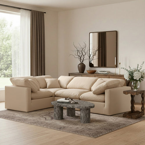 Indulge 105" Velvet Upholstered 4pc. Modular Sectional in Beige
