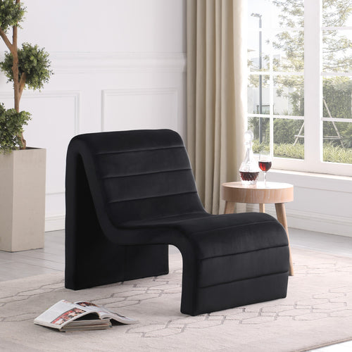 Ivy Velvet Upholstered Accent Chair in Black
