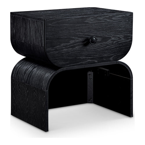 Jace Oak Veneer Nightstand in Black