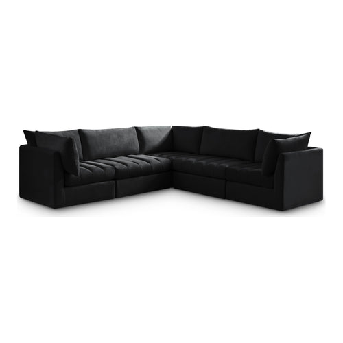 Jacob 103" Velvet Upholstered 5pc. Modular Sectional in Black