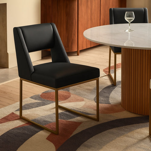 Jayce Vegan Leather Upholstered Dining Chair in Black