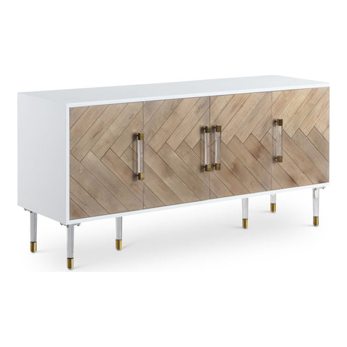 Jive Lacquer Finish, Birch Wood And Acrylic Sideboard / Buffet in White