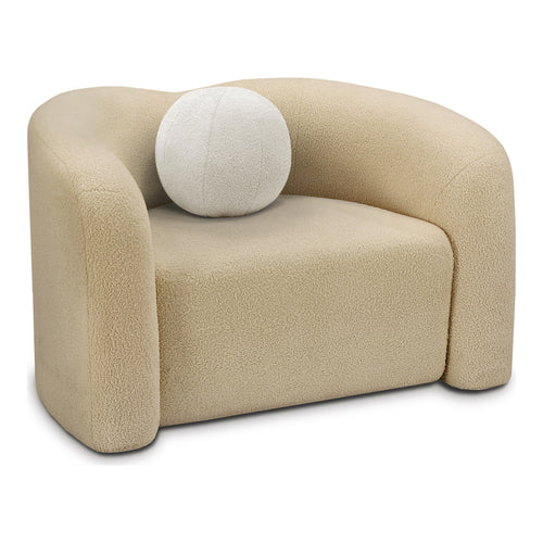 Kali Faux Shearling Teddy Fabric Upholstered Chair in Beige