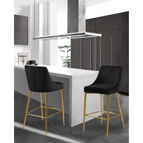 Karina Velvet Upholstered Counter Stool in Black