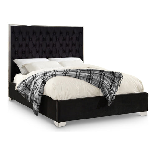 Lexi Velvet Upholstered Queen Bed in Black