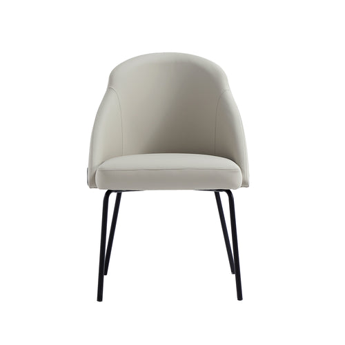 Gracie Vegan Leather Metal Dining Chair in Stone Gray and Black